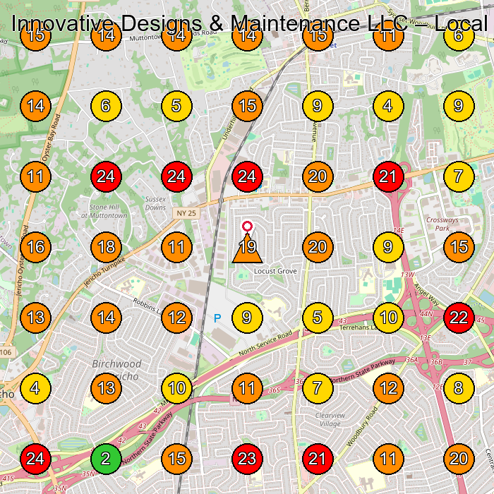 Innovative Designs & Maintenance LLC Landscape Designer GeoGrid ranking map for Syosset NY